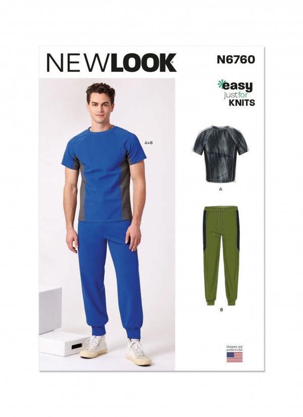 New Look Sewing Pattern 6760, Tops, Trousers, Sportswear for Men, S-M-L-XL-XXL - Easy