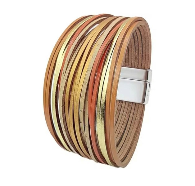 One Of A Kind Club Oranges and gold wide twisted bracelet