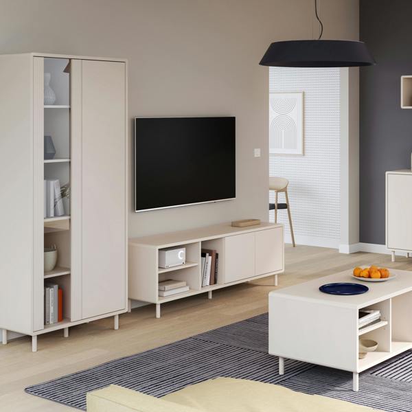 Furniture To Go Playly TV Unit with Open Shelving and 2-Door Storage in Sand