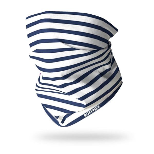 RUFFNEK® Breton Stripe Snood Scarf – a versatile, lightweight neck warmer with navy and white nautical stripes. Perfect for outdoor adventures and travel.