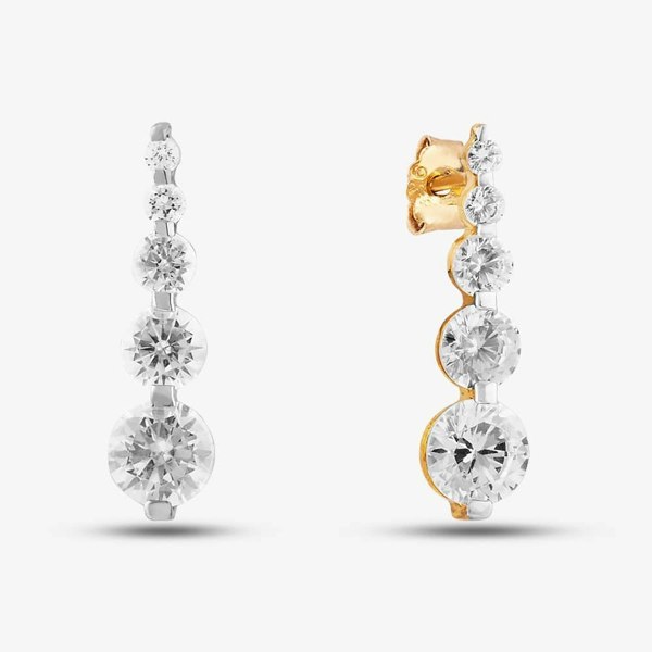 T. H. Baker 9ct Yellow Gold Cubic Zirconia Graduated Dropper Earrings 1.58.4399