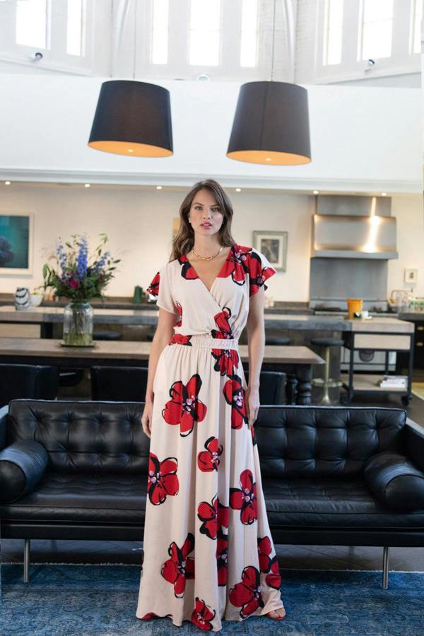 HotSquash Mock Wrap Chiffon Maxi Dress