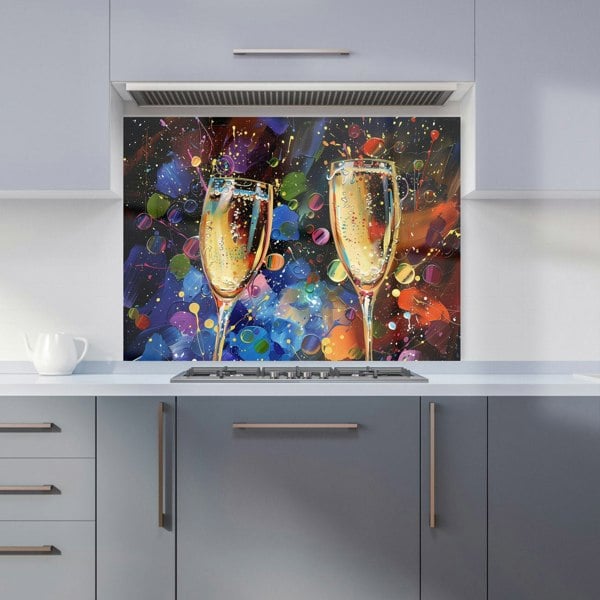 Warren Reed - Designer Splashart Champagne Flutes Kitchen Splashback