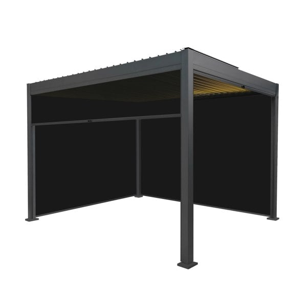 Monstershop Aluminium Pergola With Anthracite Blinds & LED Lights - 3m x 3m