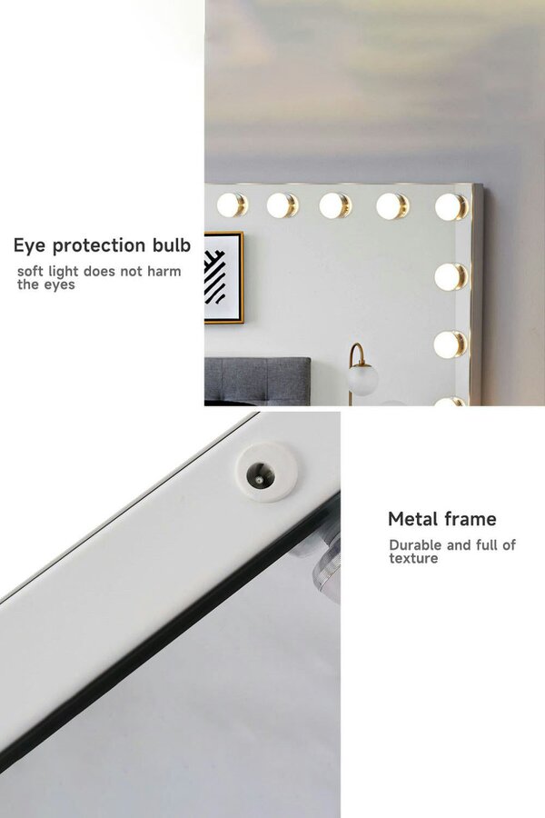 Living and Home Hollywood Vanity Mirror with 18 Bulbs Large Cosmetic Makeup Mirror 50*70CM