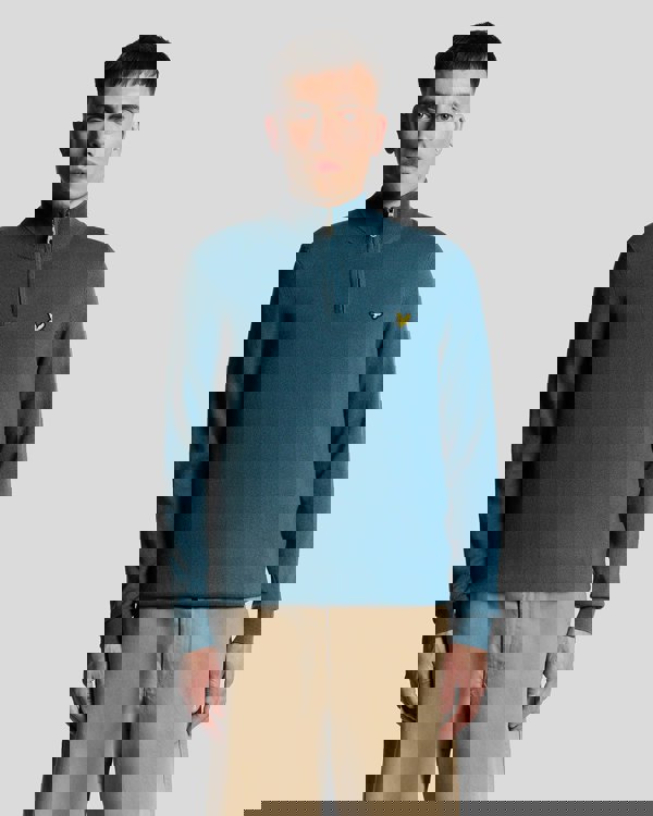 Lyle & Scott Cotton Merino Mens Quarter Zip Jumper - X862 Deep Water