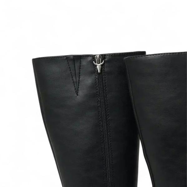 Windsorsmith Womens Black Faux Leather Knee-High Platform Heel Boots - Niche