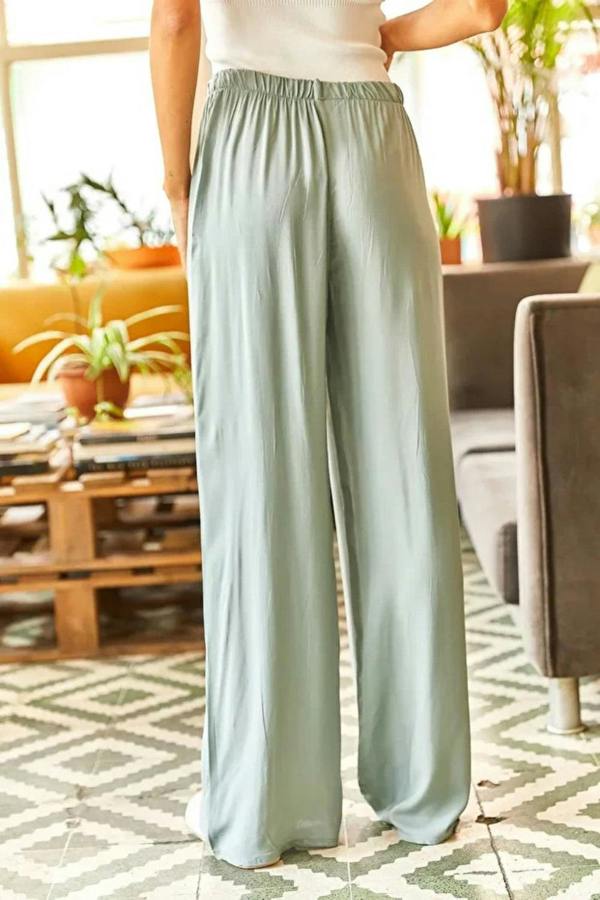 Hoxton Gal Basic Belted Woven Viscose Palazzo Pants