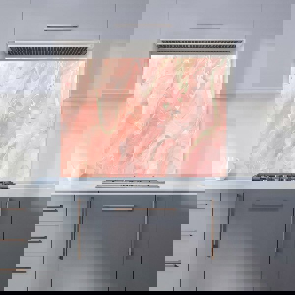 Warren Reed - Designer Salmon Pink Hearts Marble Effect Kitchen Splashback
