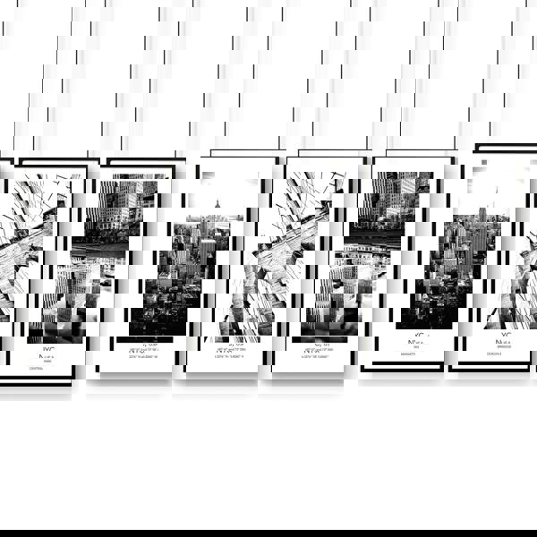 White and black art | set of 3 New York living room wall art