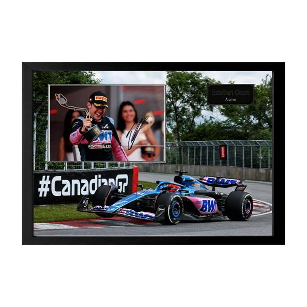 Esteban Ocon Signed 12x8 Image Cut Iconic Frame (ACG Cert)