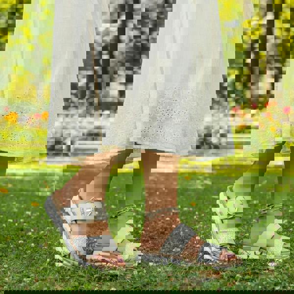 Remonte Remonte D2K57 Womens Cross Strap Sandals White/Gold