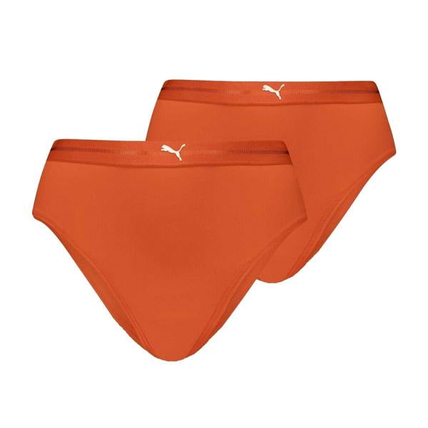 Puma Womens/Ladies High Rise Brazilian Briefs (Pack of 2) - Flame Orange - 