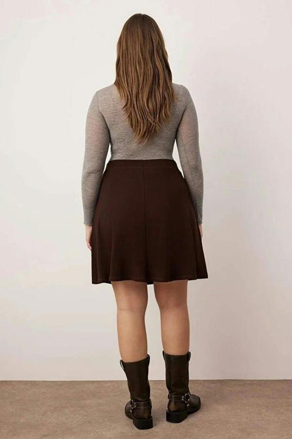 WOVCOR Elastic Waist Mini Knitted Plus Size Skirt