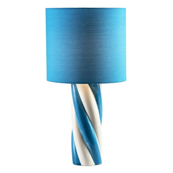 Happy Homewares Modern Spiral Twist Blue and White Table Lamp Ceramic Table Lamp