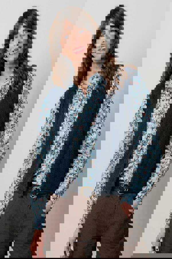 Lily & Me Flora Organic Cotton Ditsy Print Blouse Ice Blue