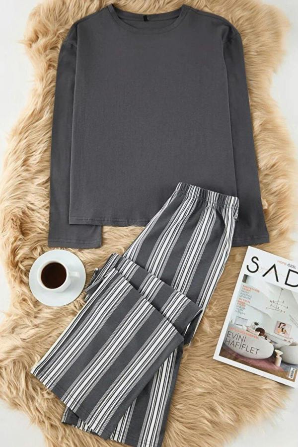 WOVCOR 2-Piece Cotton Striped Knit Pajama Set