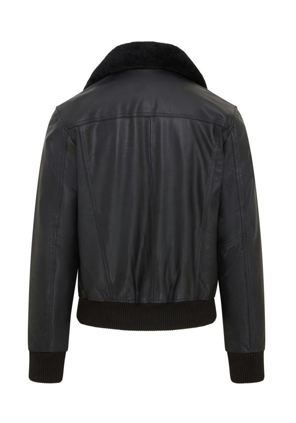 Infinity Leather Mens Black Leather Cowhide Aviator Bomber Jacket  - Akhiok