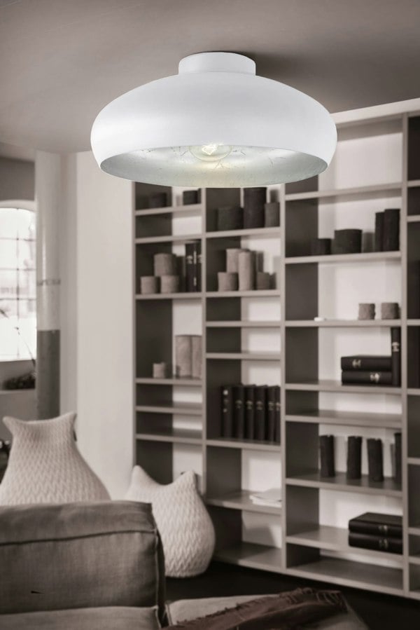 EGLO Mogano 1-Light Vintage White And Silver Ceiling Light