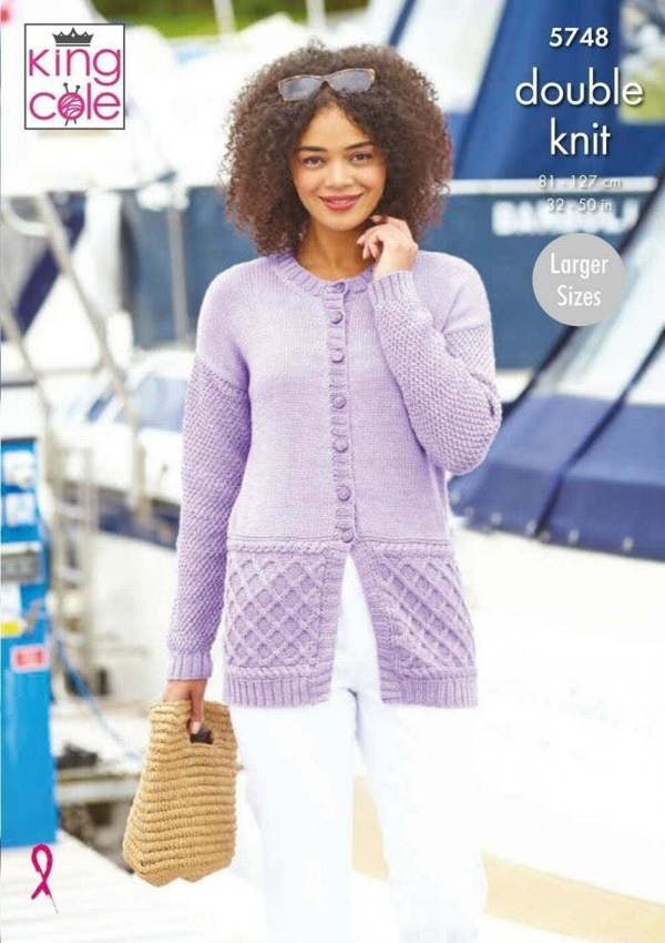 King Cole Cottonsmooth DK Knitting Pattern 5748, Jackets, Waistcoats, Cardigans for Women, 32 - 50 Inches