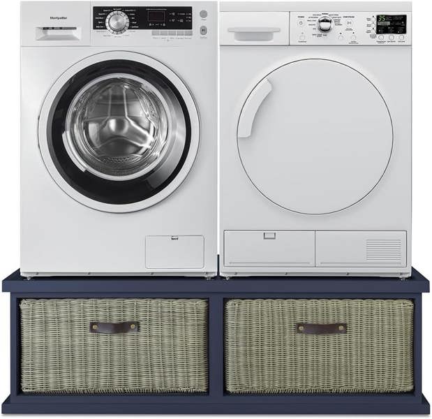 Statement Furniture Tetbury Washing Machine and Dryer Stand, Double Appliance Pedestal with Storage