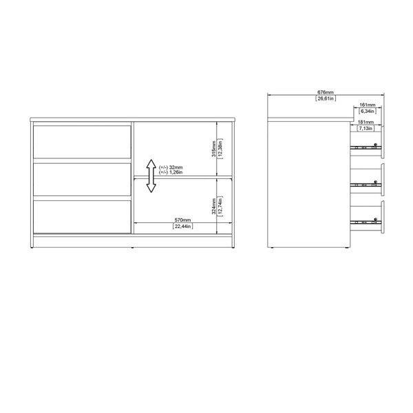 Wyld Haus Budapest White Wooden Storage Unit 1 Door 3 Drawers