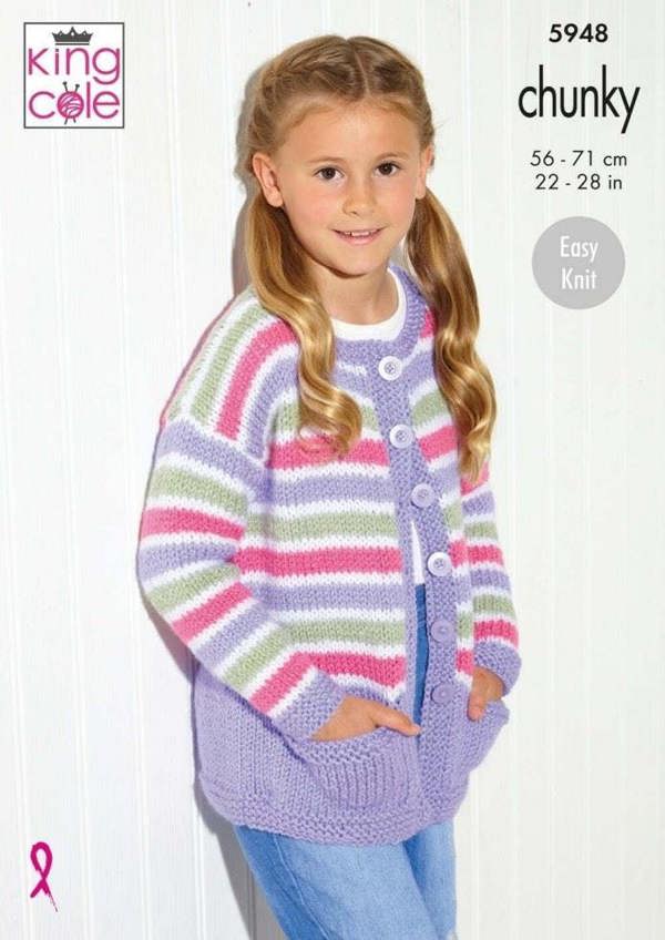 King Cole Big Value Chunky Knitting Pattern 5948, Sweaters, Cardigans for Women, 22 -28 Inches - Easy