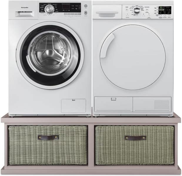Statement Furniture Tetbury Washing Machine and Dryer Stand, Double Appliance Pedestal with Storage