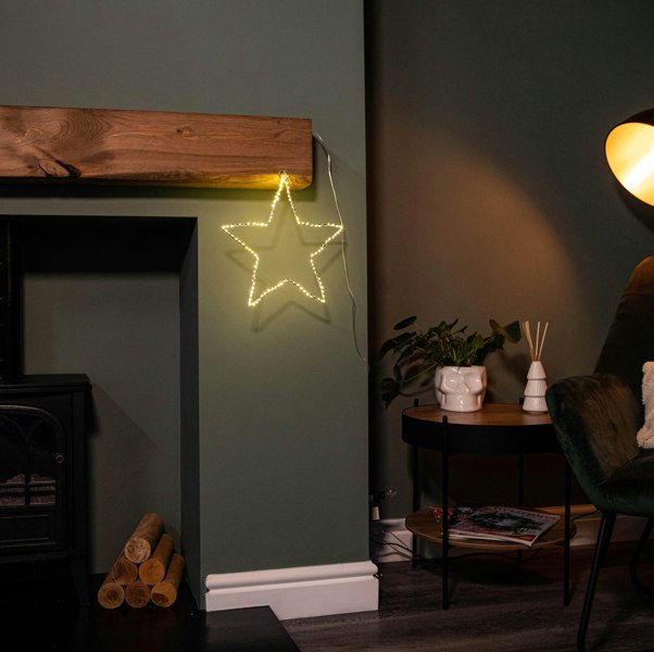 Samuel Alexander 30cm Light up Dewdrop Christmas 2D Star with 120 Warm White LEDs & Timer Function