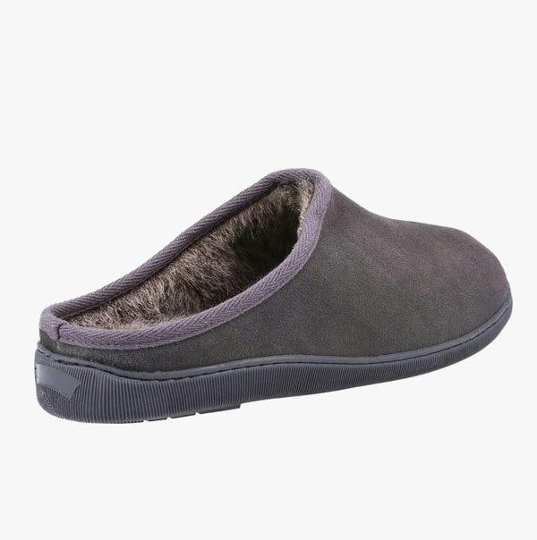 Hush Puppies ASHTON Mens Suede Slippers Grey
