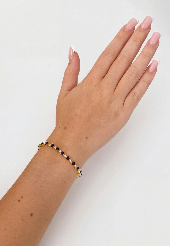 Latelita Asscher Cut Heart Tennis Bracelet Sapphire Gold