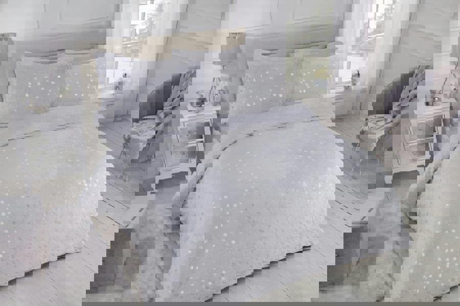 polka dot foil fleece bedding set