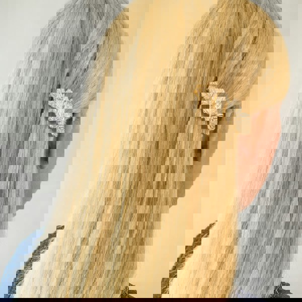 gold hair clip leaf hair loose