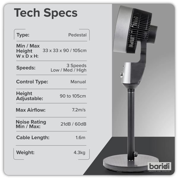 Baridi DH142 Fan Action shot - tech - specs