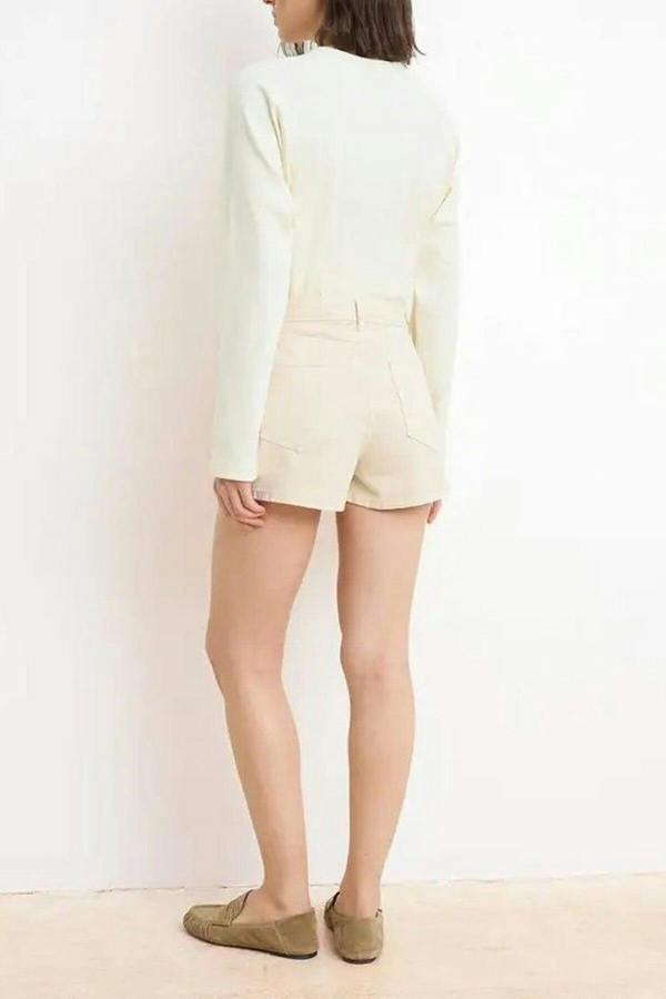 WOVCOR Front Button High Waist Mini Denim Shorts