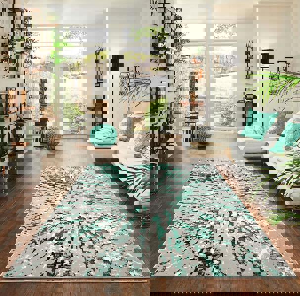 Smart Living Sunset Modern Shimmer Rug - Emerald