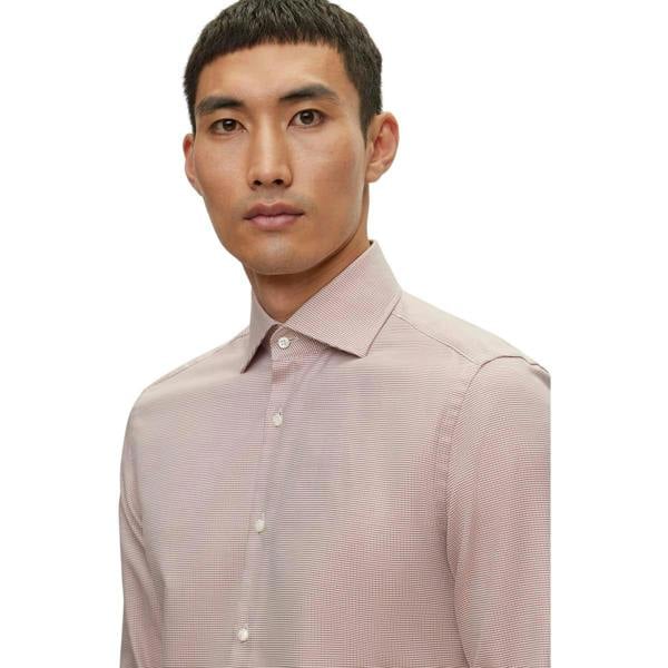Boss Mens Plain Regular Long-Sleeved Shirt - Red - 