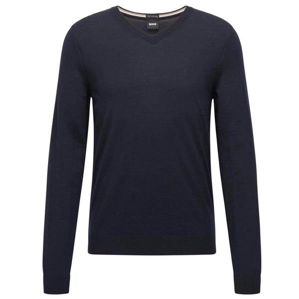 Boss Mens Knitted Regular Formal Pullover - Dark Blue - 