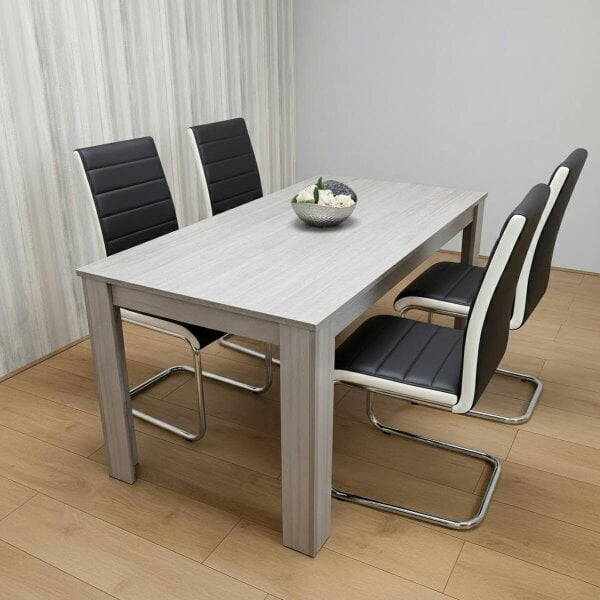 Kosy Koala Dining Table With 4 Chairs Grey Dining Set With 4 Black Chairs Dining Furniture