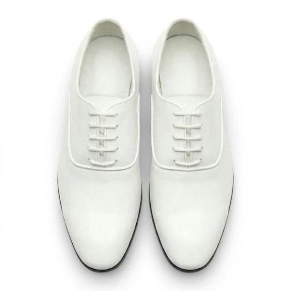 Dolcetto Men's Formal White Patent PU Leather Oxford Dress Brogue Shoes