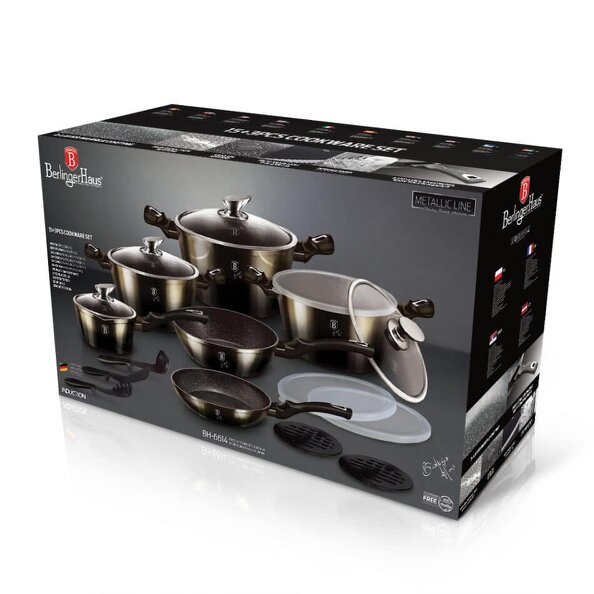 Berlinger Haus 18-Piece Cookware Set Berlinger Haus BH6614 Shiny Black