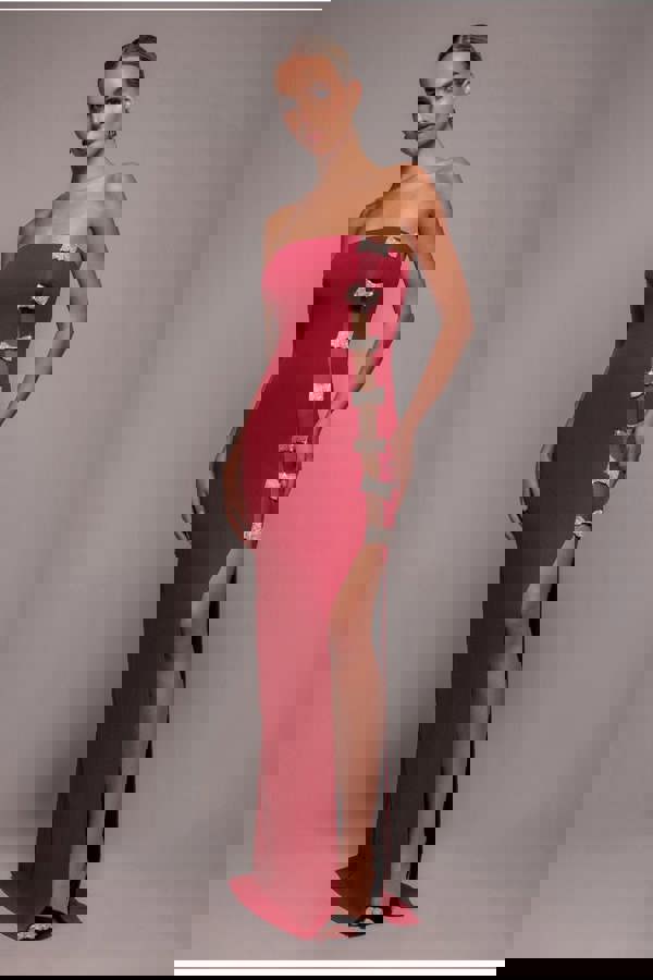 Bow Embellished Strapless Mermaid Maxi Dress - Wine DR4422