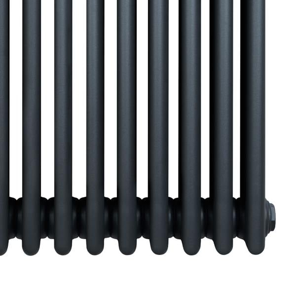 Traditional anthracite 4 column radiator with a sleek matte finish, featuring rounded edges and a modern design, ideal for heating