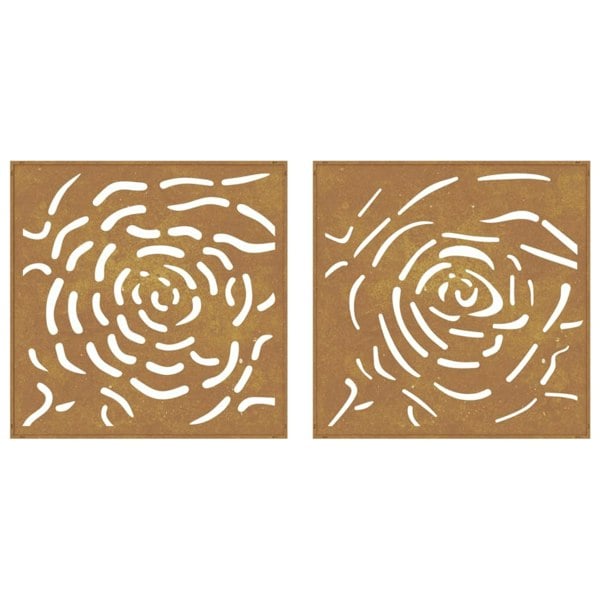 Berkfield Garden Wall Decorations 2 pcs 55x55 cm Corten Steel Rose Design