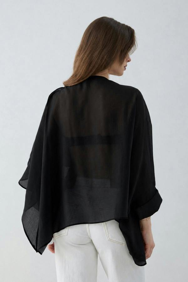 WOVCOR Oversized Batwing Sleeve Bicycle Neck Blouse