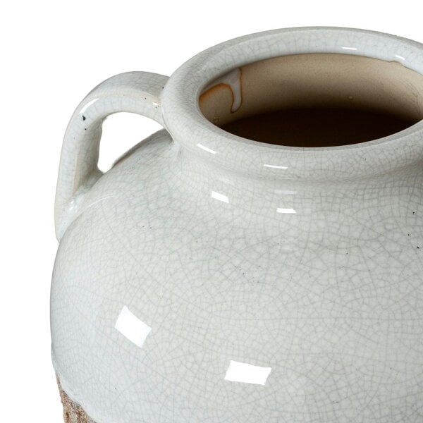 Wyld Haus Stonewild Medium Amphora White and Sand Textured Ceramic Vase with Handles