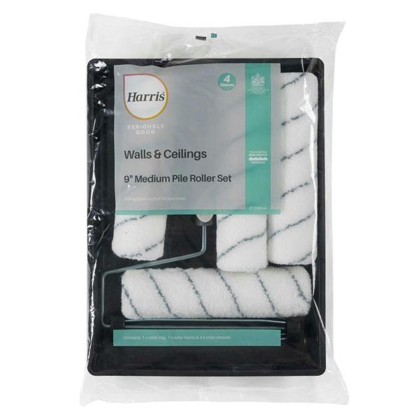 Harris Seriously Good Walls And Ceilings Medium Pile Paint Roller Sleeve Set (Pack of 4) - White - 