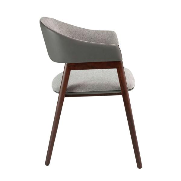 Angel Cerdá Grey Fabric and Dark Mink Leatherette Chair 4091