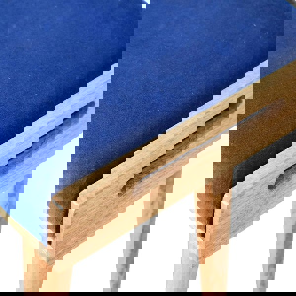 Artisan Furniture Solid Wood Royal Blue Velvet Tray Footstool