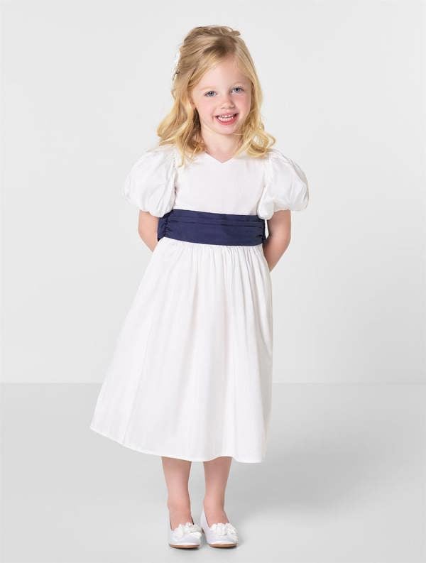 Ivory and navy flower girls dress